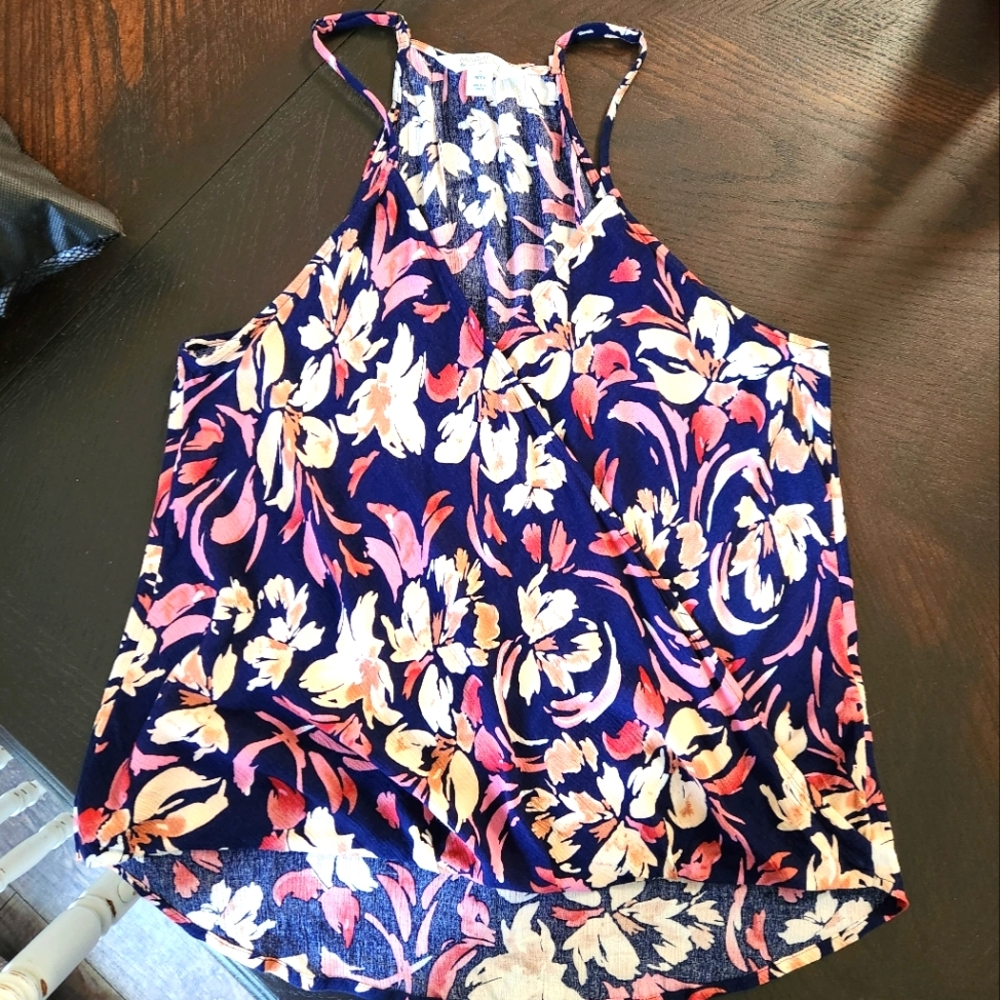 Floral Sleeveless Top - Pink and Blue